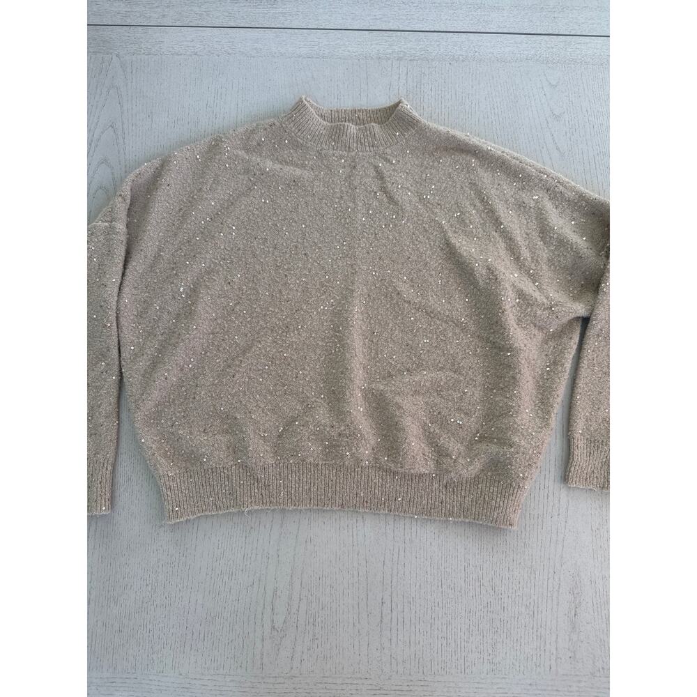Sfera Beige Sequin Sweater Balletcore Girly Clean Girl Boho Bohemian